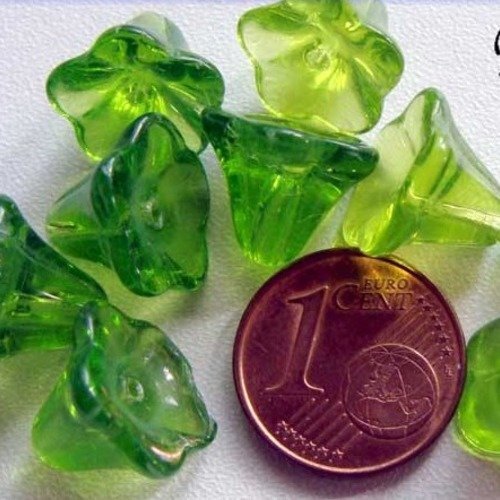 10 perles fleurs cones 12mm vert nature création bijoux déco