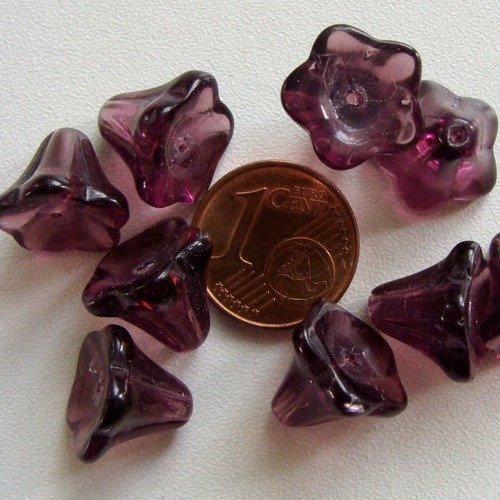 10 perles fleurs cones 12mm violet nature création bijoux déco