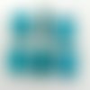 6 perles carrées 12mm bleu vert verre façon murano feuille argentée diy création bijoux