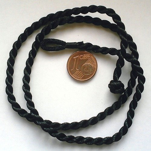 4 colliers noirs 45cm fil cordon nylon torsadé 4mm fermeture par noeud création bijoux