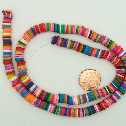 380 perles fimo rondelles 6mm mix couleurs mix couleurs fil 
