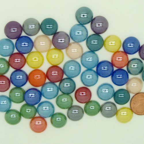 50 cabochons 12mm verre peint aspect nacre demi-perle à coller mix couleurs diy bijoux déco