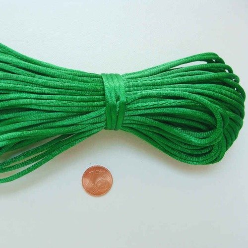 18 mètres queue de rat 2mm vert en écheveau fil cordon satiné