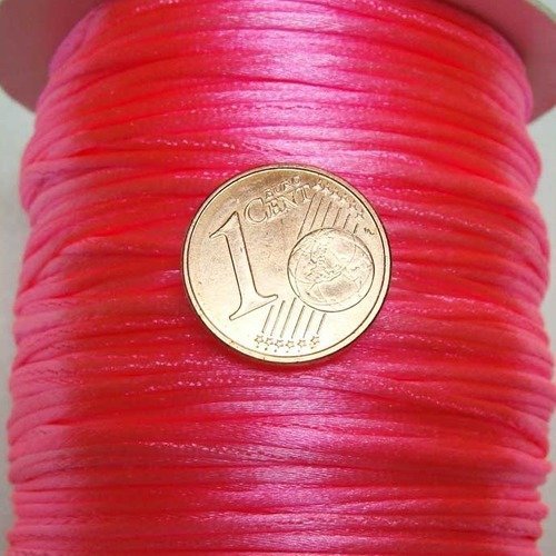 5 mètres queue de souris fil cordon satiné 1mm rose fluo