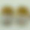 2 perles ovales plats 26x16mm transparent doré stries noires verre façon murano feuille argentée diy création bijoux