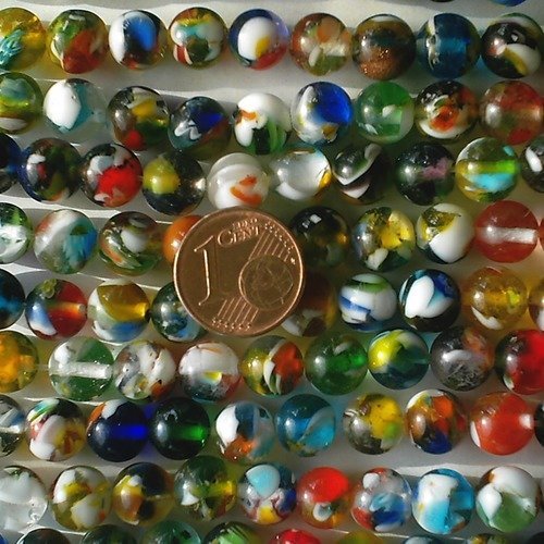 48 perles rondes 8mm verre très colorés diy création bijoux 