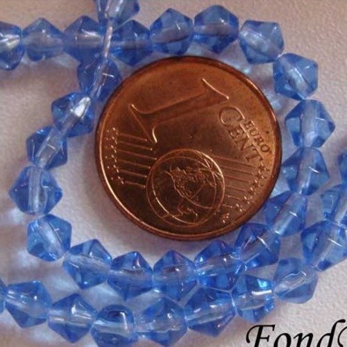 65 perles toupies bleu foncé 4mm en fil verre simple