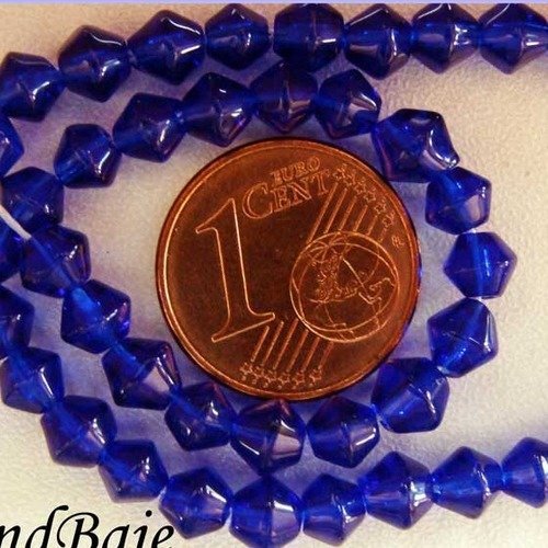 65 perles toupies bleu marine 4mm en fil verre simple