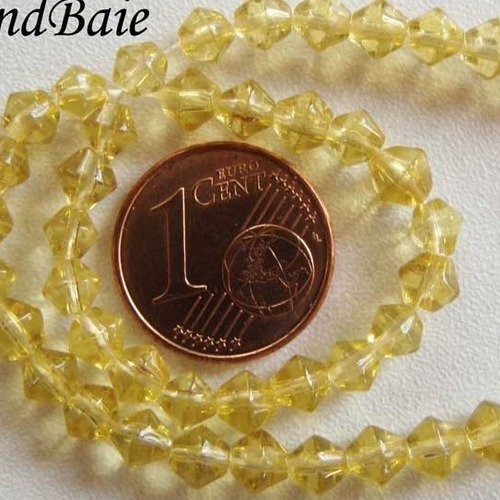 65 perles toupies jaune doré 4mm en fil verre simple