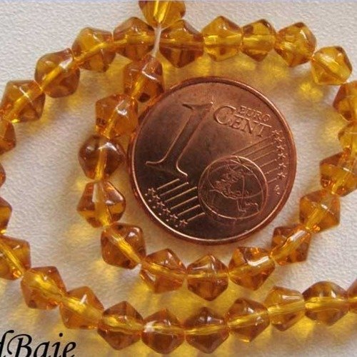65 perles toupies marron miel 4mm en fil verre simple