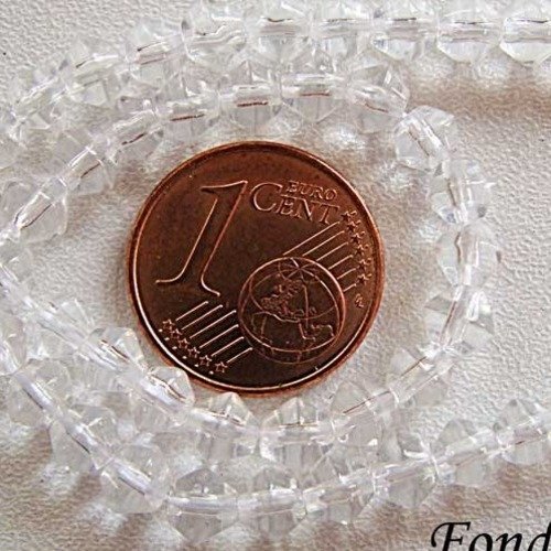 65 perles toupies transparent 4mm en fil verre simple