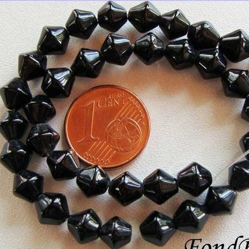 45 perles toupies noir 6mm en fil verre simple