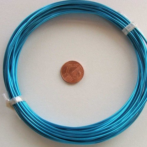 6m fil aluminium alu 1,5mm bleu cordon rond