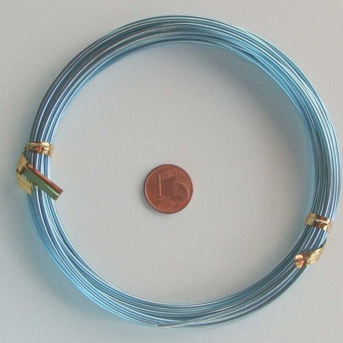 6m fil aluminium alu 1,5mm bleu clair cordon rond