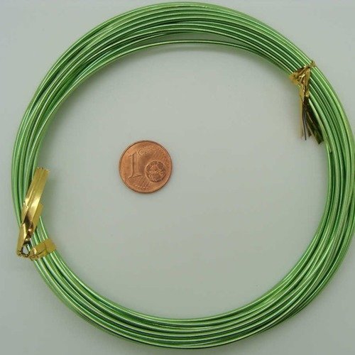 6m fil aluminium alu 1,5mm vert cordon rond