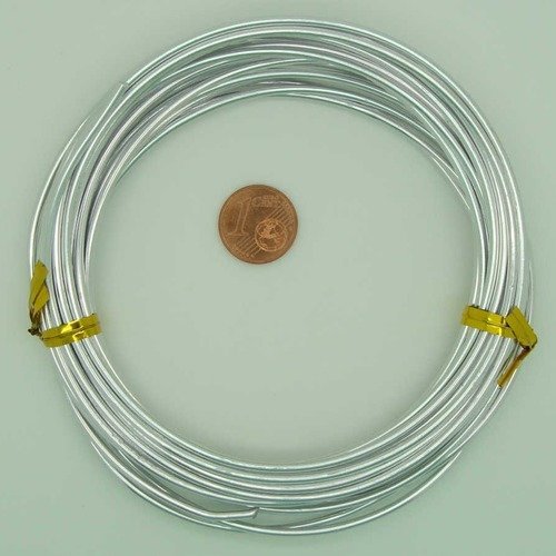 5m fil aluminium alu 2mm gris argenté cordon rond