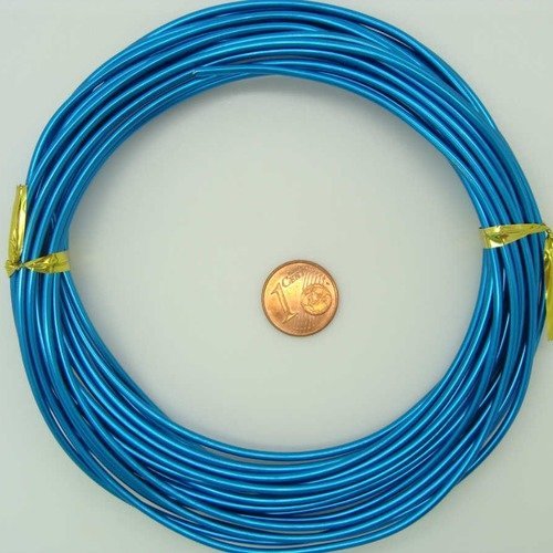 6m fil aluminium alu 2mm bleu cordon rond