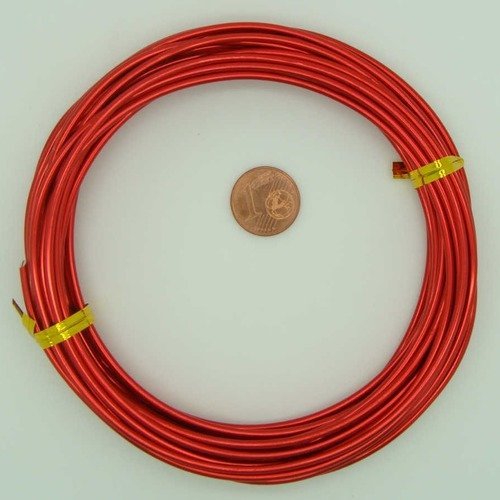 5m fil aluminium alu 2mm rouge cordon rond