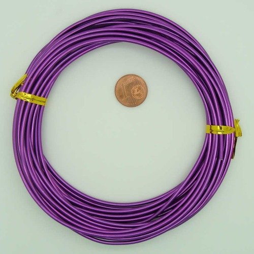 6m fil aluminium alu 2mm violet cordon rond