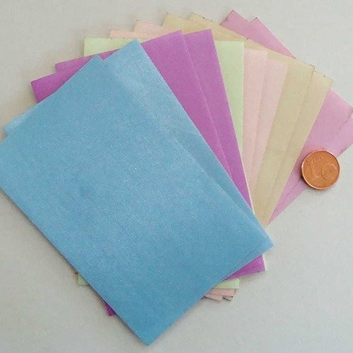 Tissu adhésif 12 feuilles coupon 10x6,5cm couleurs unies scrapbooking déco