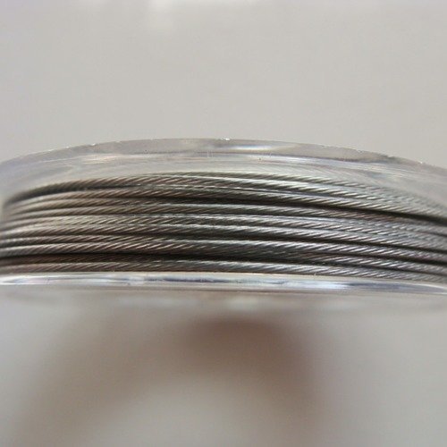 Fil câble 0,60mm gris argenté bobine 10m fil gainé