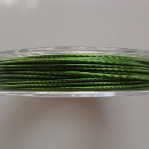 Fil câble 0,60mm vert olive bobine 10m fil gainé