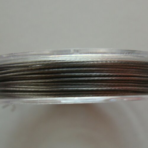 Fil câble 0,45mm gris argenté bobine 10m fil gainé
