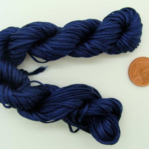 Fil nylon tressé bleu sombre écheveau 25m cordon 1mm