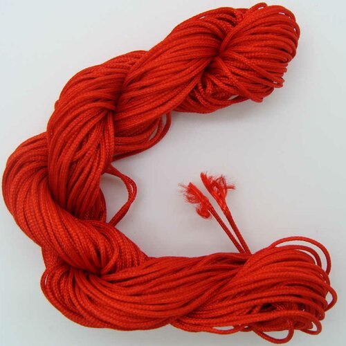 Fil nylon tressé rouge écheveau 25m cordon 1mm