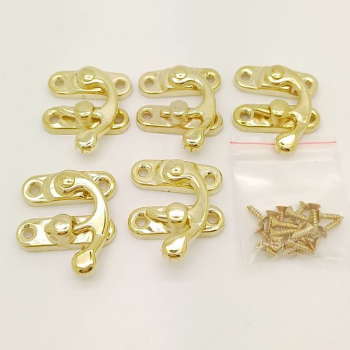 5 fermoirs fermeture 33x27mm métal couleur dorée crochet simple boite cartonnage