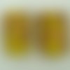 2 perles tubes ovales 29mm verre lampwork jaune avec touches dorées