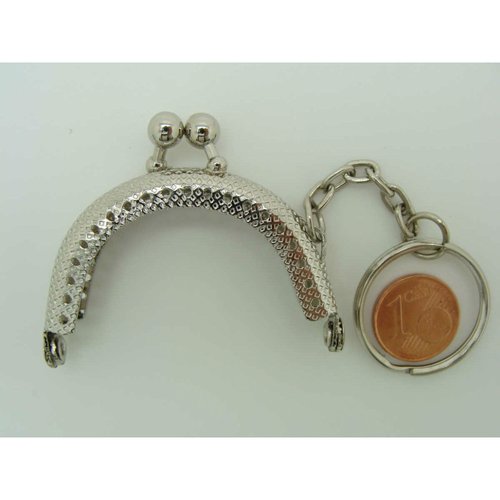 1 fermoir porte-monnaie 5cm avec anneau porte-clé argenté mod2 mercerie couture