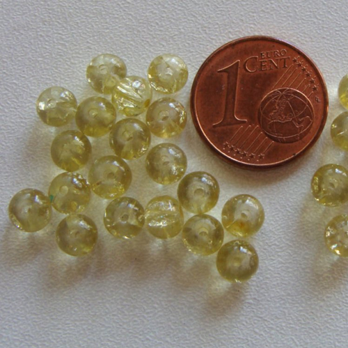 100 perles verre craquele 4mm jaune pâle création bijoux