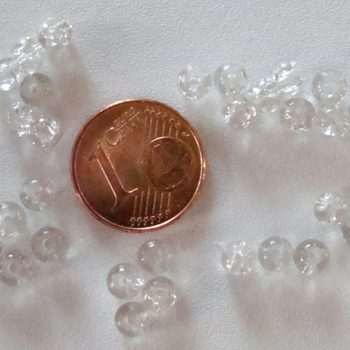 100 perles verre craquele 4mm transparent création bijoux