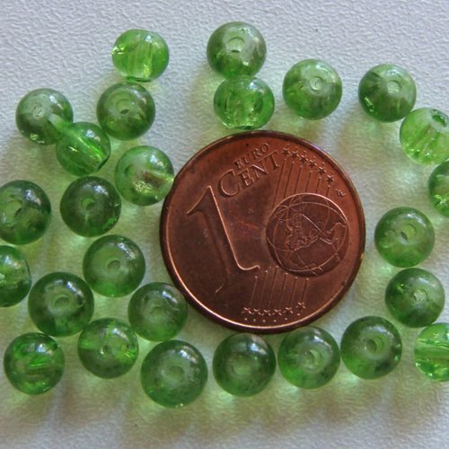 100 perles verre craquele 4mm vert création bijoux