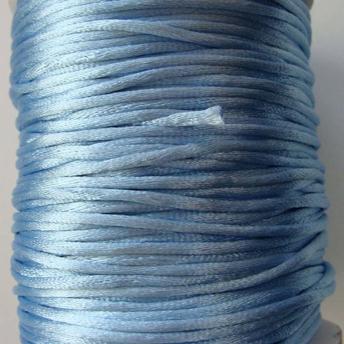 5 mètres queue de rat fil cordon satiné 2mm bleu clair