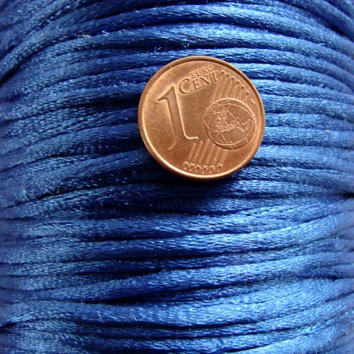 5 mètres queue de rat fil cordon satiné 2mm bleu fonce