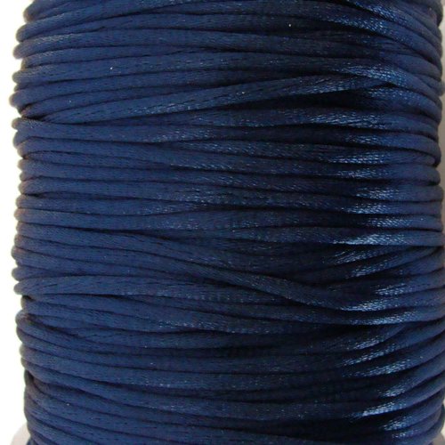 5 mètres queue de rat fil cordon satiné 2mm bleu sombre