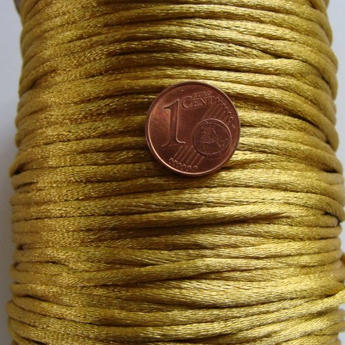 5 mètres queue de rat fil cordon satiné 2mm jaune dore