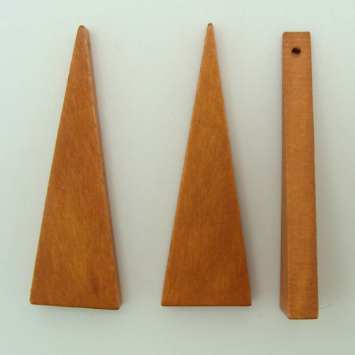 10 pendentifs supports bois marron triangle 40mm à décorer