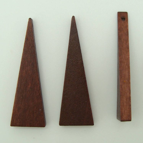 10 pendentifs supports bois marron foncé triangle 40mm à décorer