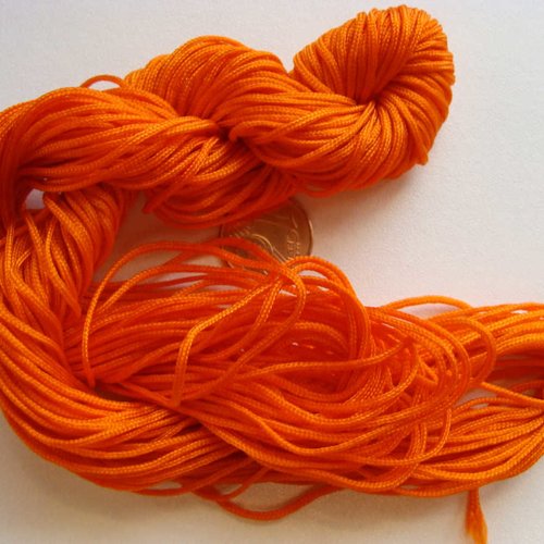 Fil nylon tressé orange écheveau 25m cordon 1mm