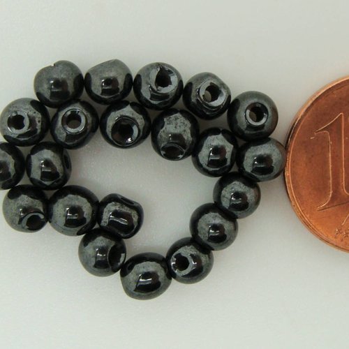 50 perles rondes 4mm pierre hematite magnétique pier76