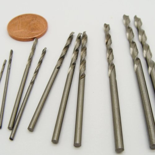 10 forets mèches 0.8 à 3mm pour perceuse percer les matériaux tendres