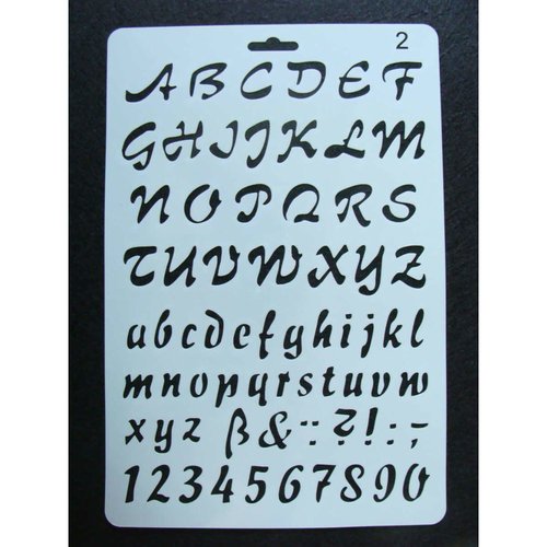 Pochoir alphabet lettres chiffres texte planche 26cm carterie home deco scrapbooking