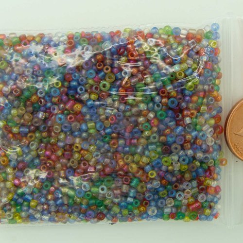 Rocaille mini 1,5 à 2mm perles mélange couleurs mix5 par 20 grammes 