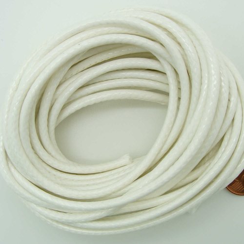 5 mètres fil blanc nylon polyester ciré 3mm cordon lacet création bijoux déco