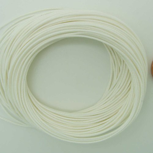 10 mètres fil blanc nylon polyester ciré 0,8mm cordon lacet création bijoux déco