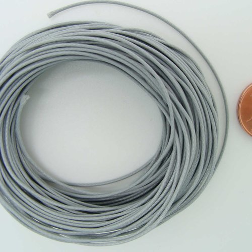 10 mètres fil gris nylon polyester ciré 0,8mm cordon lacet création bijoux déco