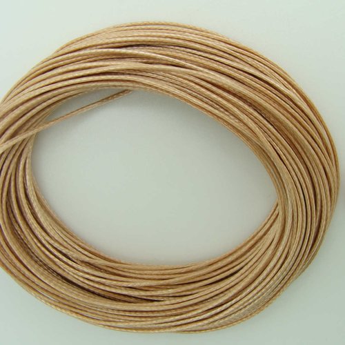 10 mètres fil marron clair nylon polyester ciré 0,8mm cordon lacet création bijoux déco